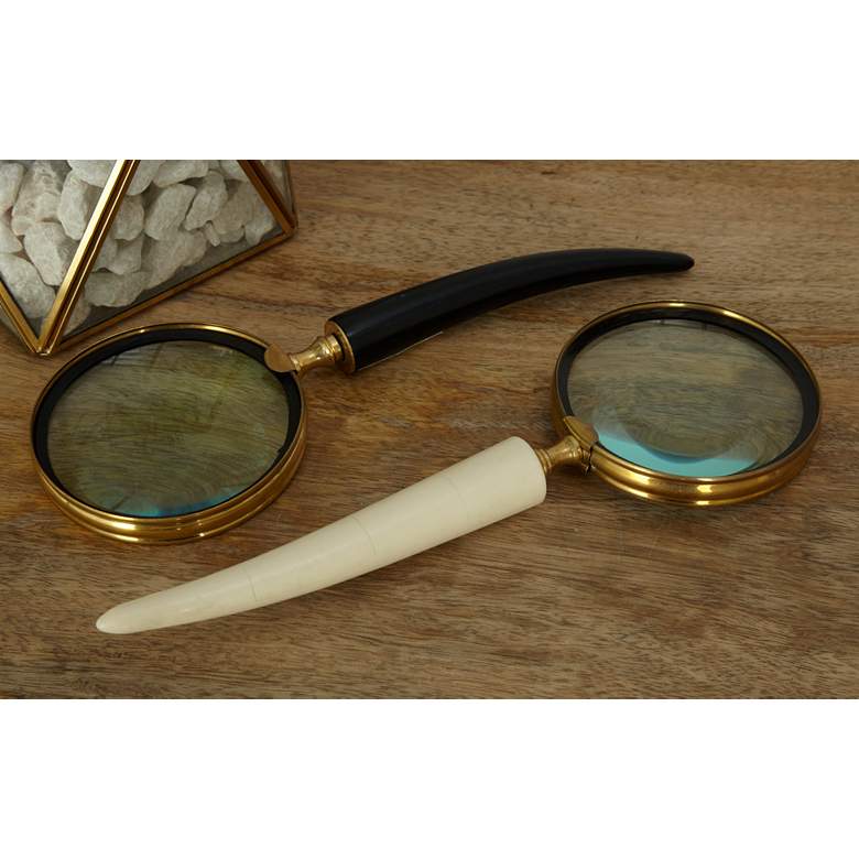 Image 4 Eclectic Black and White Horn Magnifying Glasses Set of 3 more views