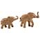 Eclectic Brown Polystone Stylized Elephant Figurine Set of 2