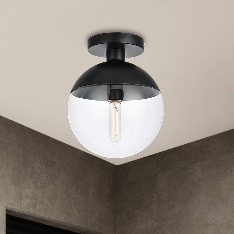 Image 1 Eclipse 1 Lt Black Flush Mount With Clear Glass