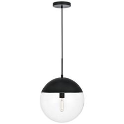 Eclipse 1 Lt Black Pendant With Clear Glass