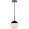 Eclipse 1 Lt Black Pendant With Frosted White Glass