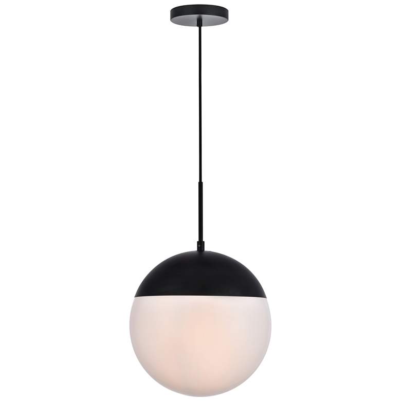 Image 1 Eclipse 1 Lt Black Pendant With Frosted White Glass