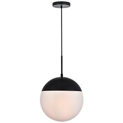 Eclipse 1 Lt Black Pendant With Frosted White Glass