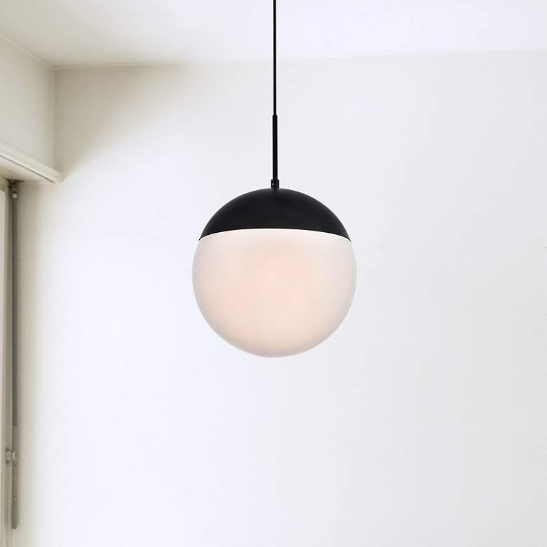 Image 1 Eclipse 1 Lt Black Pendant With Frosted White Glass