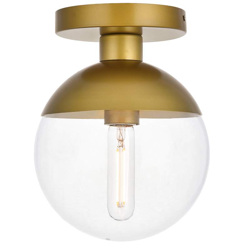 Image 1 Eclipse 1 Lt Brass Flush Mount With Clear Glass
