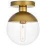 Eclipse 1 Lt Brass Flush Mount With Clear Glass