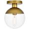 Eclipse 1 Lt Brass Flush Mount With Clear Glass