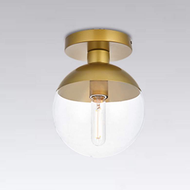 Image 1 Eclipse 1 Lt Brass Flush Mount With Clear Glass