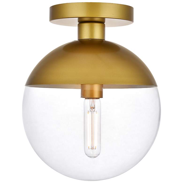 Image 2 Eclipse 1 Lt Brass Flush Mount With Clear Glass