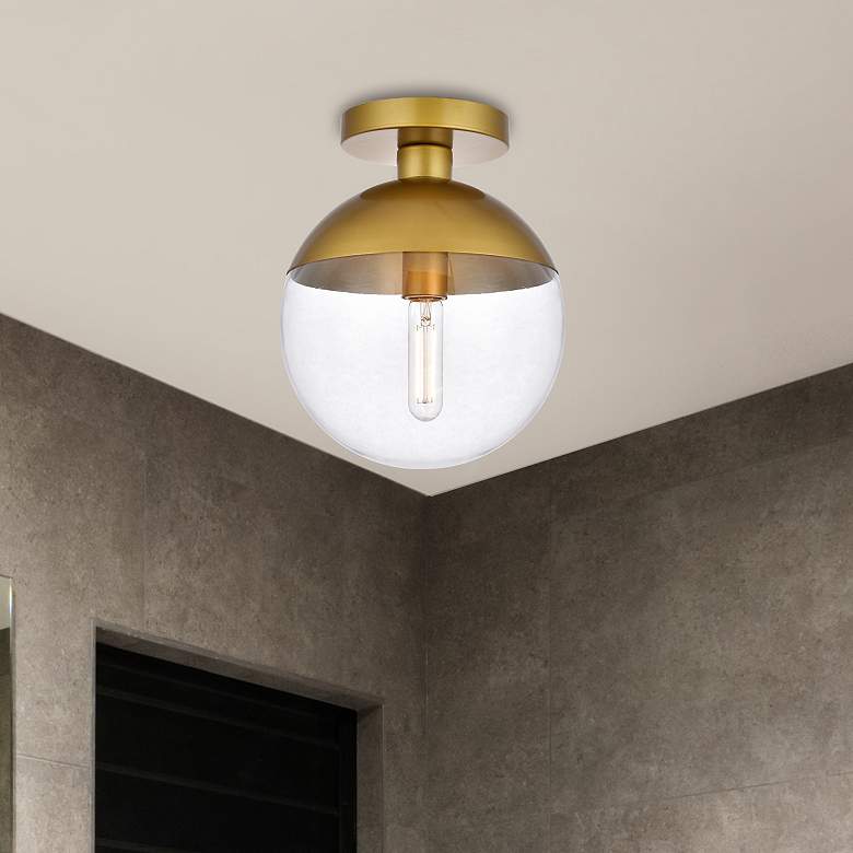 Image 1 Eclipse 1 Lt Brass Flush Mount With Clear Glass