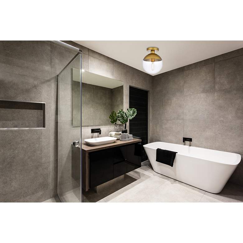 Image 3 Eclipse 1 Lt Brass Flush Mount With Clear Glass more views