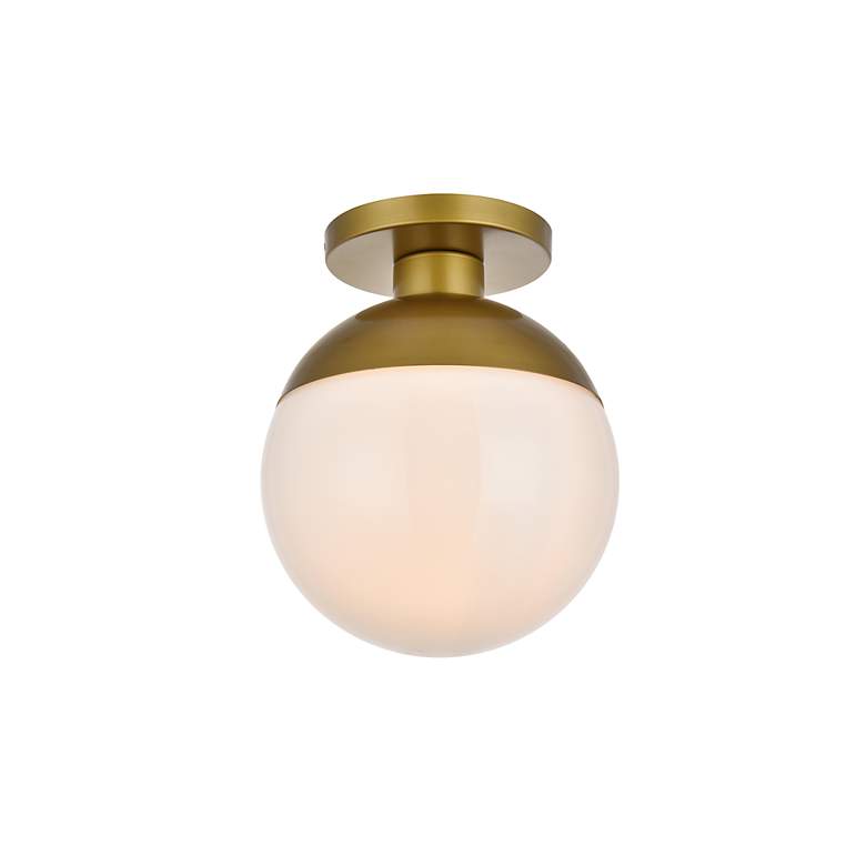 Image 4 Eclipse 1 Lt Brass Flush Mount With Frosted White Glass more views