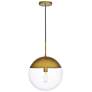 Eclipse 1 Lt Brass Pendant With Clear Glass