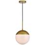 Eclipse 1 Lt Brass Pendant With Frosted White Glass