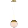 Eclipse 1 Lt Brass Pendant With Frosted White Glass