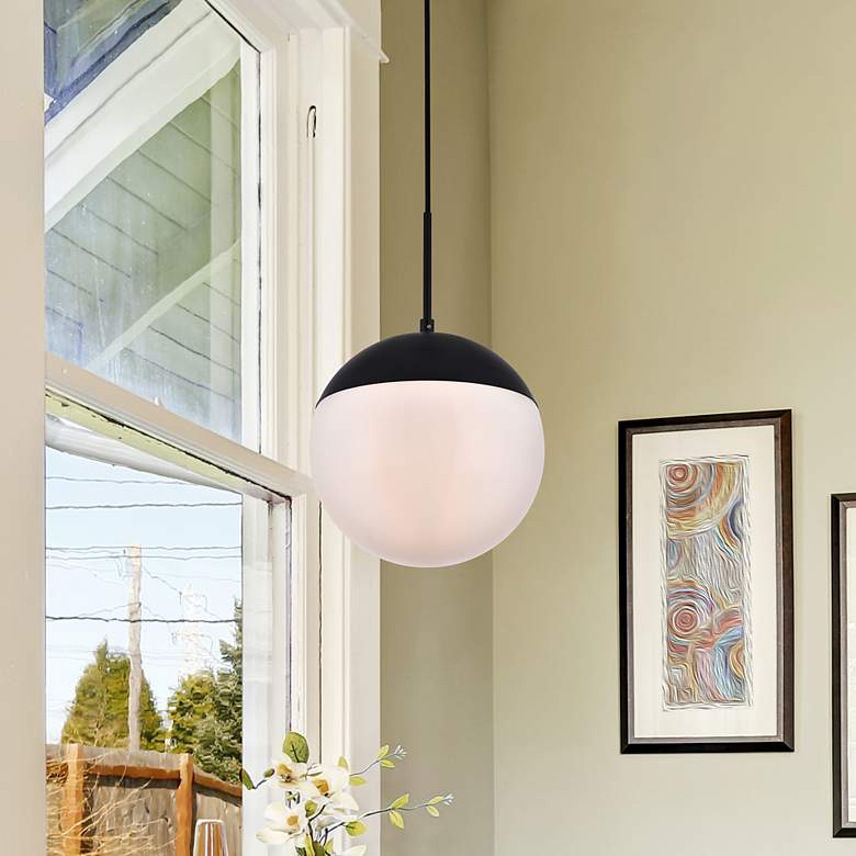 Image 2 Eclipse 10" Wide Black Globe Mini Pendant