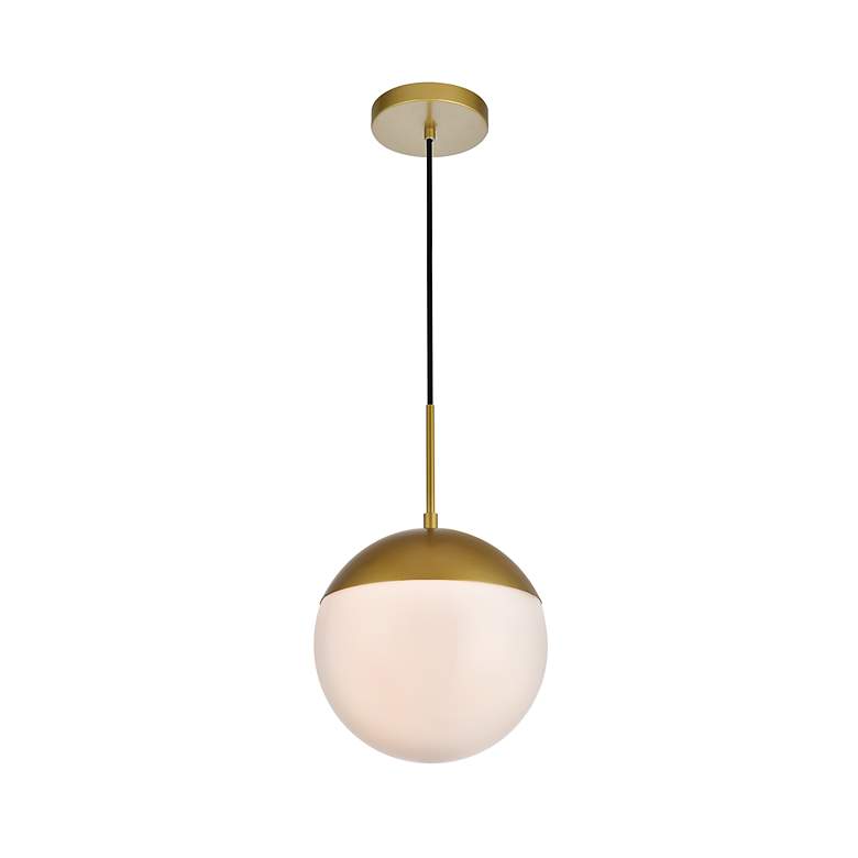 Image 4 Eclipse 10" Wide Brass Globe Mini Pendant w/ White Glass more views