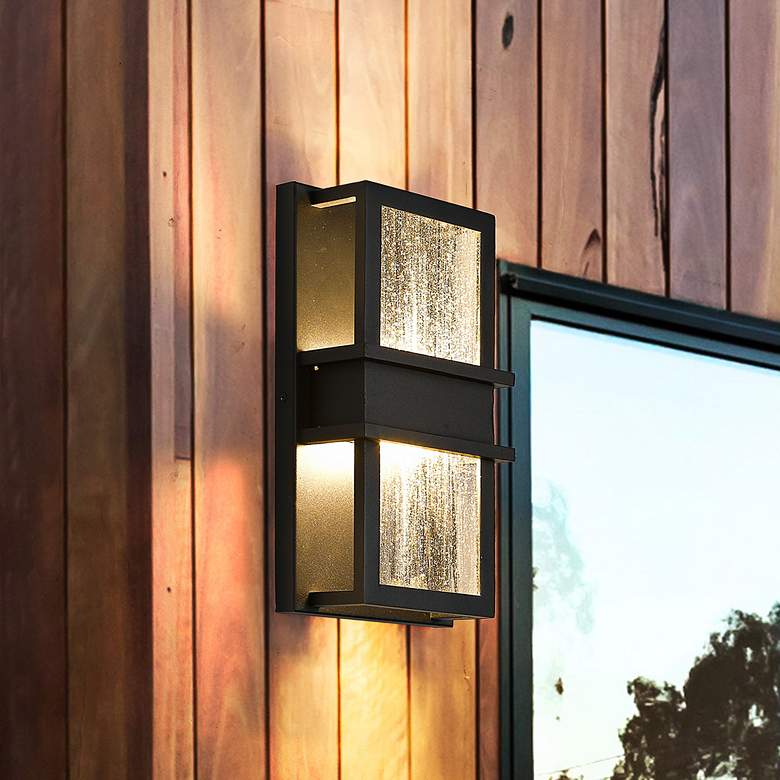 Image 2 Eclipse 12" High Black Metal LED Outdoor Wall Light