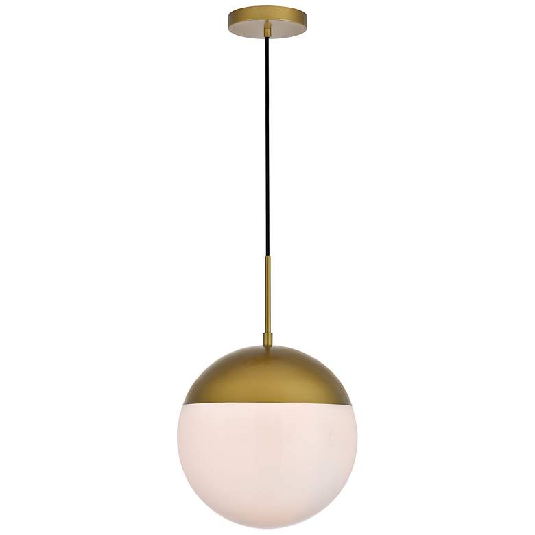 Image 3 Eclipse 12" Wide Brass Globe Mini Pendant