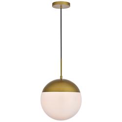 Eclipse 12" Wide Brass Globe Mini Pendant