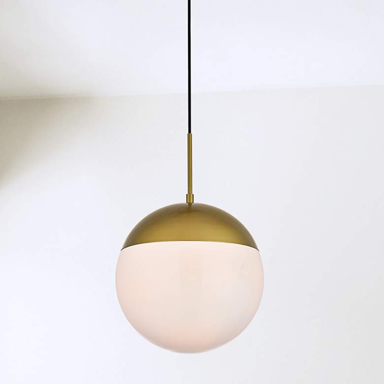 Image 2 Eclipse 12" Wide Brass Globe Mini Pendant