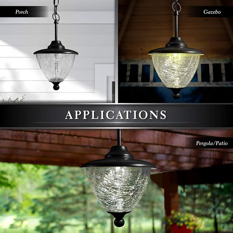 Image 4 Eclipse 13" High Black Finish Outdoor Solar Powered LED Hanging Light more views