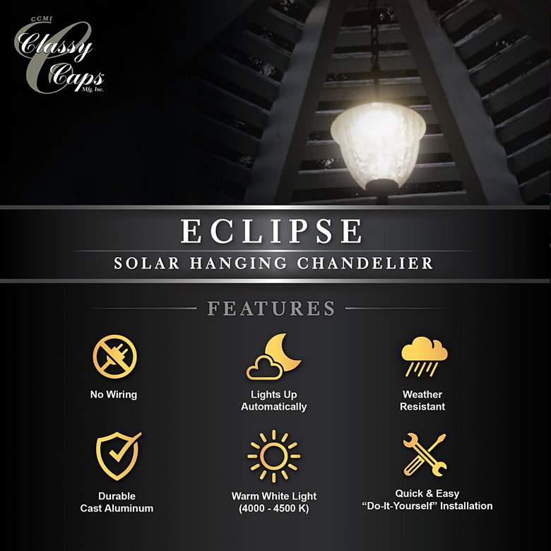 Image 6 Eclipse 13" High Black Finish Outdoor Solar Powered LED Hanging Light more views