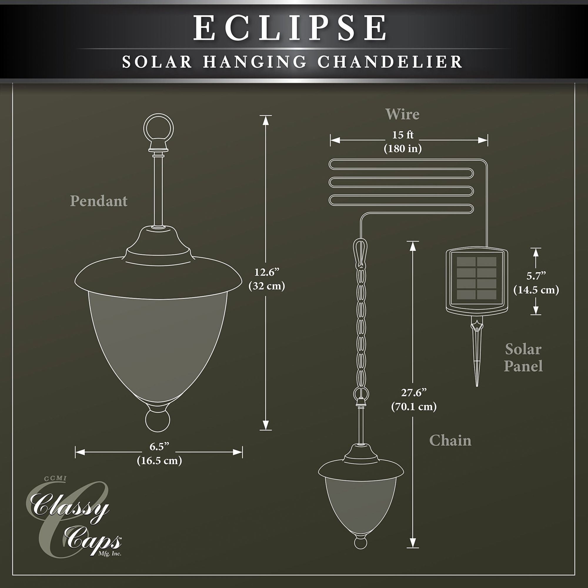 Watch A Video About the Eclipse Black Finish Outdoor Solar Powered LED Hanging Light