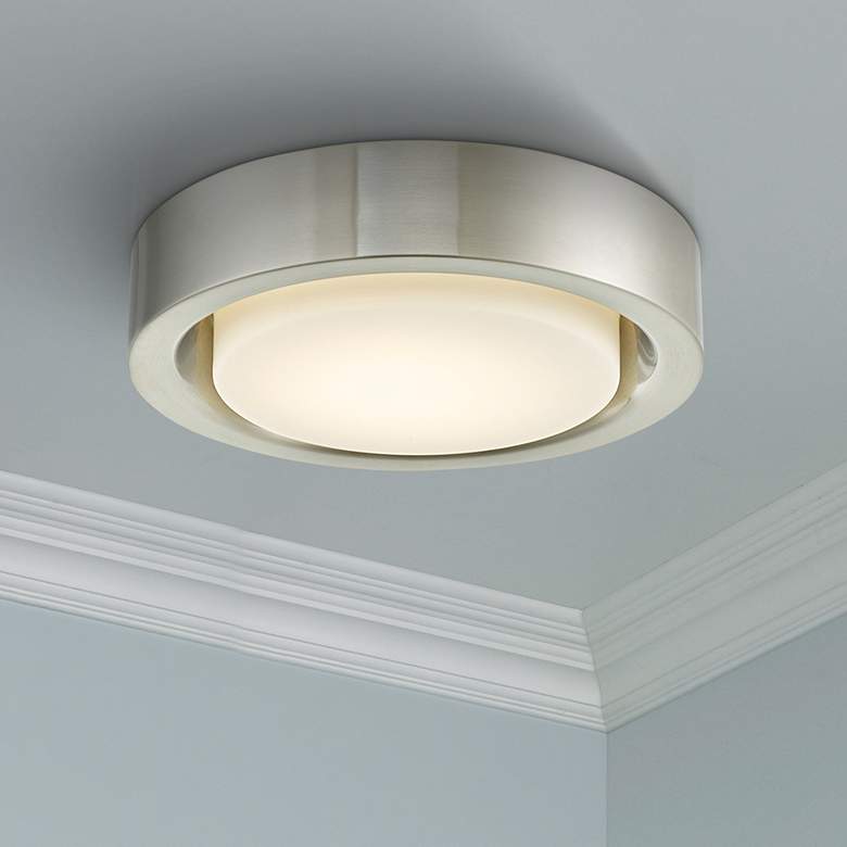 Image 1 Eclipse 13 inch Wide Brushed Nickel LED Modern Ceiling Light