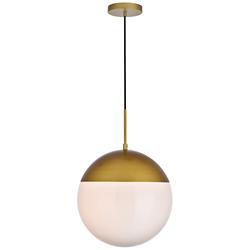 Eclipse 14" Wide Brass Globe Pendant Light