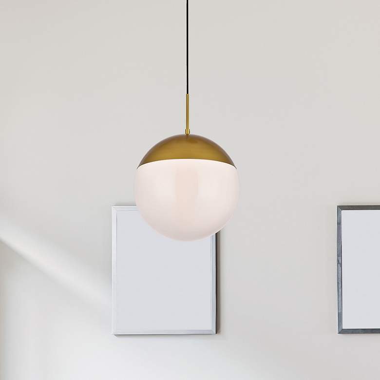 Image 1 Eclipse 14" Wide Brass Globe Pendant Light