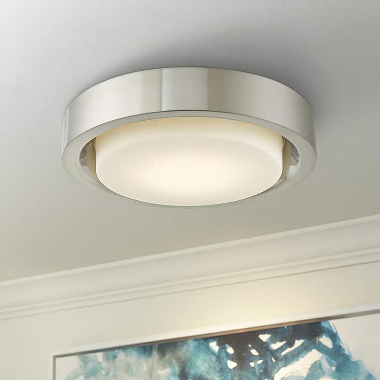 Image 1 Eclipse 16 inch Wide Brushed Nickel LED Modern Ceiling Light