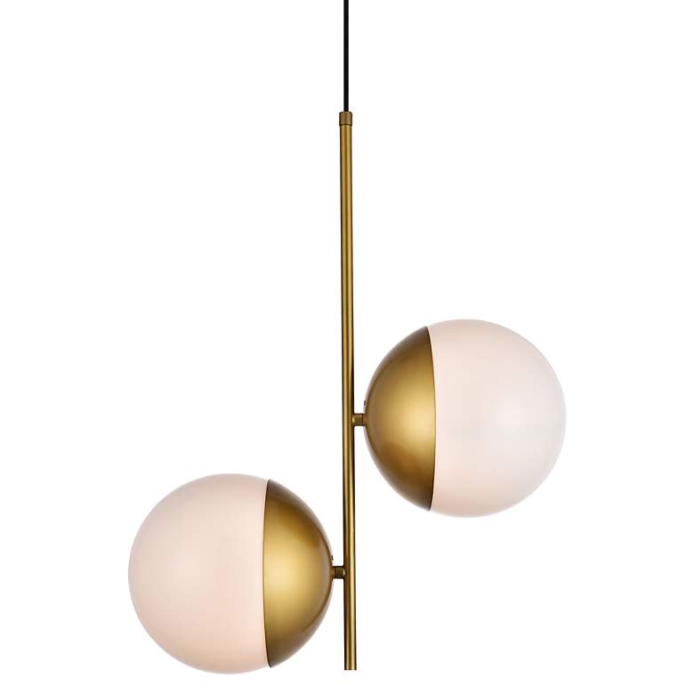 Image 2 Eclipse 17 1/4" Wide Brass and White 2-Light Pendant