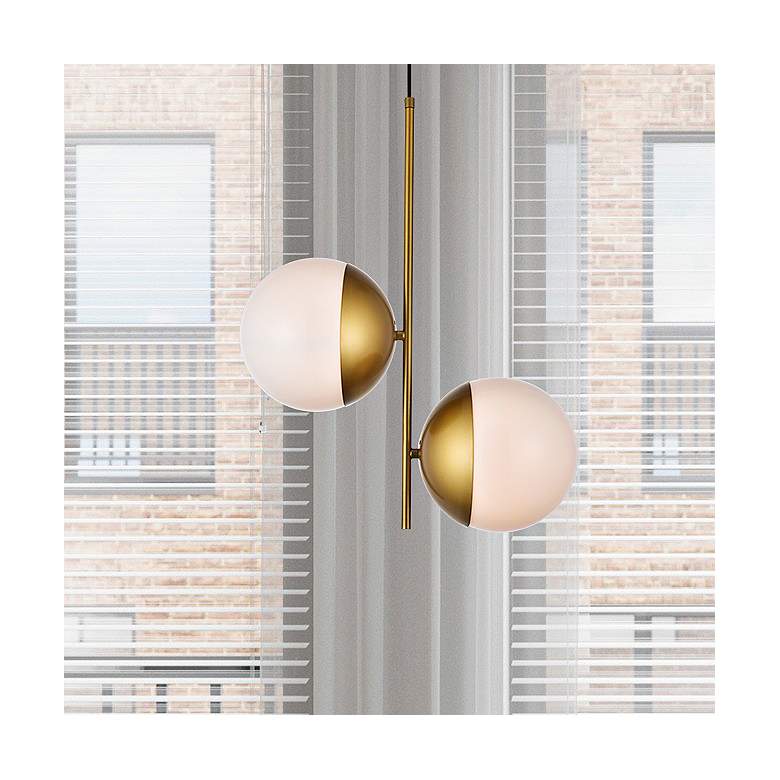 Image 1 Eclipse 17 1/4" Wide Brass and White 2-Light Pendant