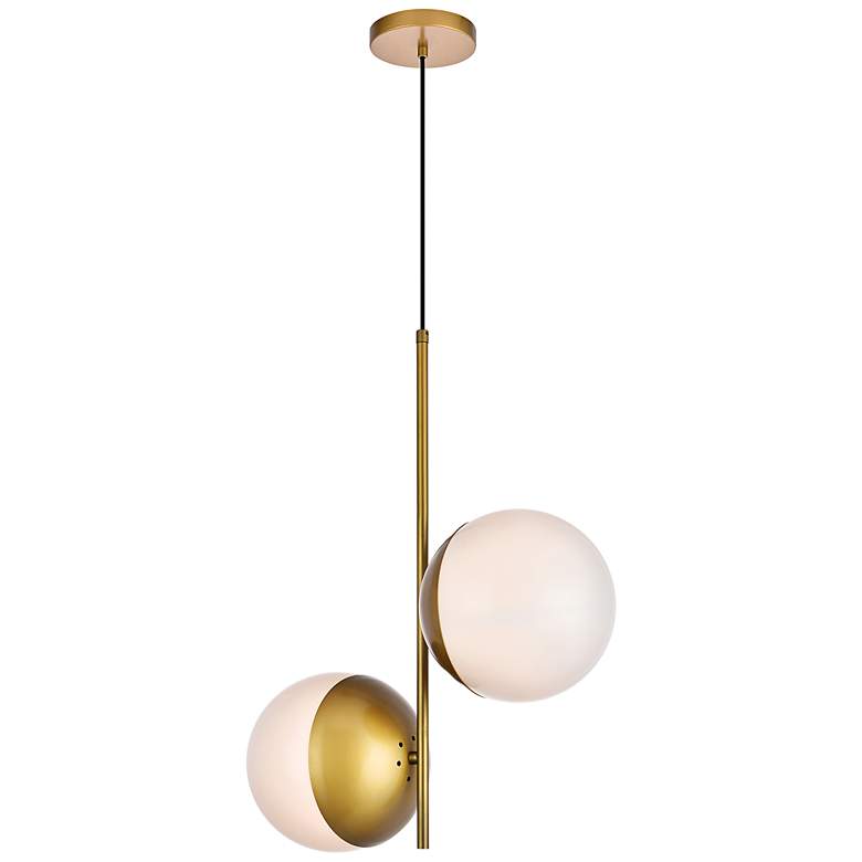 Image 7 Eclipse 17 1/4" Wide Brass and White 2-Light Pendant more views