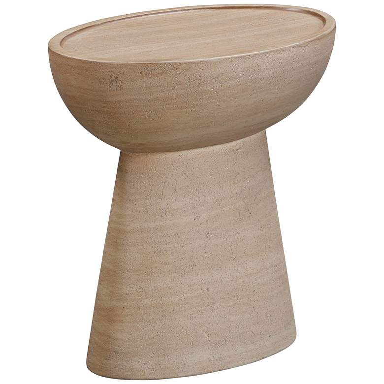Image 1 Eclipse 17 3/4 inchW Faux Travertine Indoor/Outdoor Side Table
