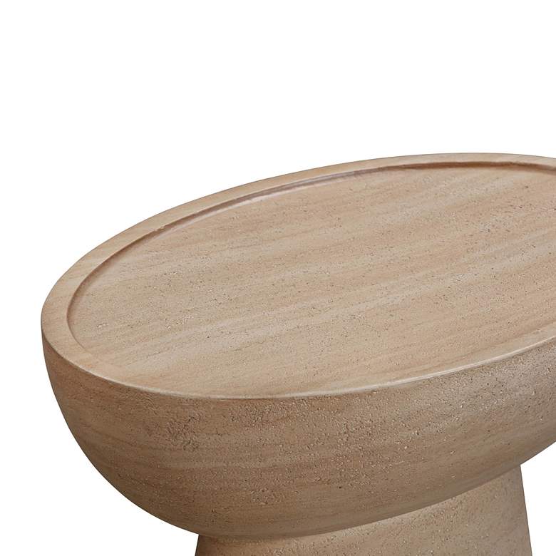 Image 3 Eclipse 17 3/4 inchW Faux Travertine Indoor/Outdoor Side Table more views