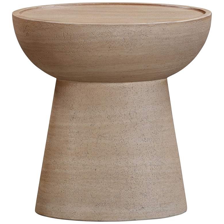 Image 5 Eclipse 17 3/4 inchW Faux Travertine Indoor/Outdoor Side Table more views