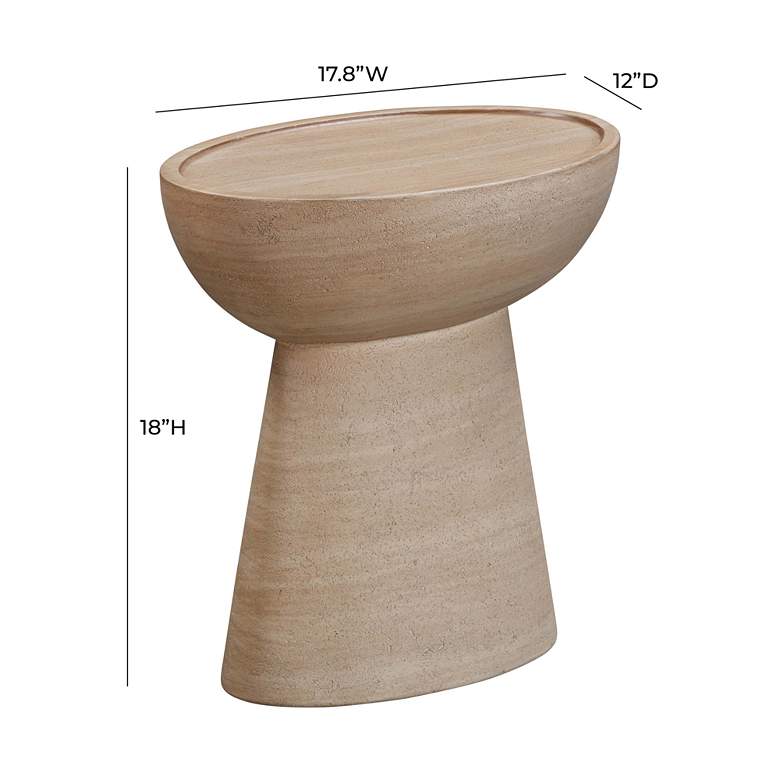 Image 7 Eclipse 17 3/4 inchW Faux Travertine Indoor/Outdoor Side Table more views