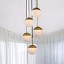 Thumbnail2 of Eclipse 18" Wide 5-Light Modern Brass and White Globe 5-Light Pendant