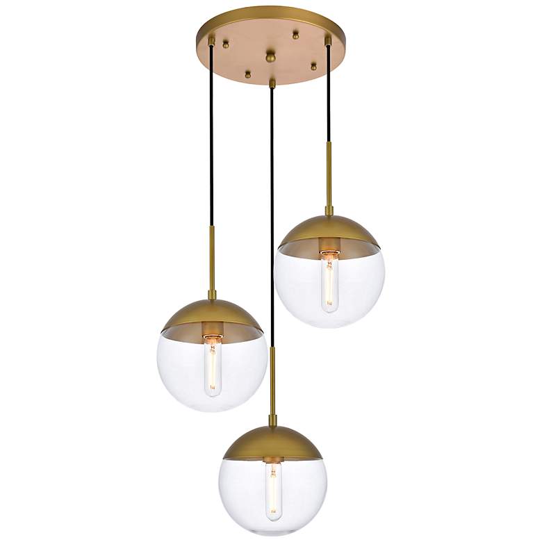 Image 2 Eclipse 18" Wide Brass Multi-Light Pendant