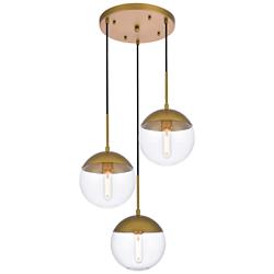 Eclipse 18" Wide Brass Multi-Light Pendant