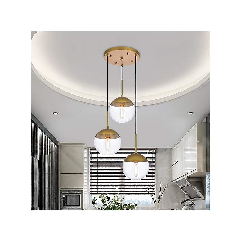 Image 2 Eclipse 18" Wide Brass Multi-Light Pendant