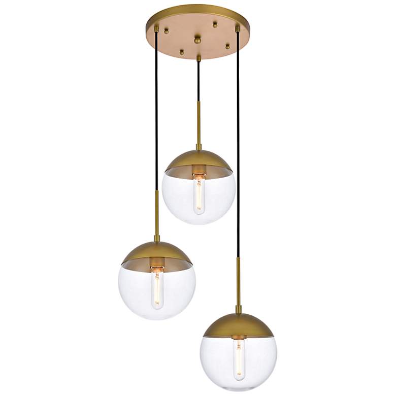 Image 4 Eclipse 18" Wide Brass Multi-Light Pendant more views