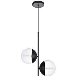 Eclipse 2 Lts Black Pendant With Clear Glass