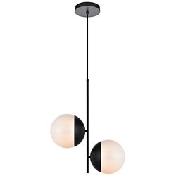 Eclipse 2 Lts Black Pendant With Frosted White Glass