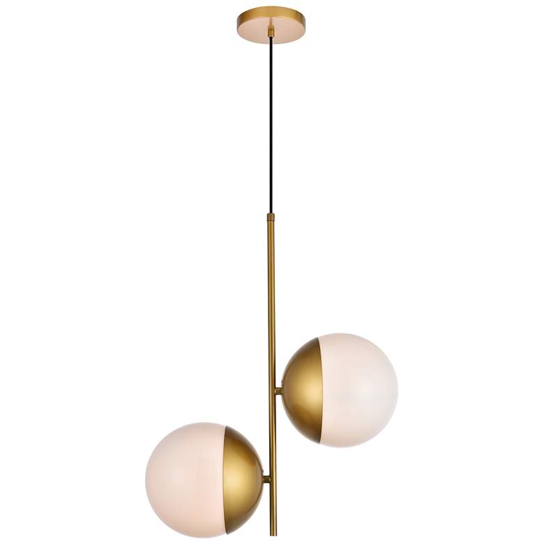 Image 1 Eclipse 2 Lts Brass Pendant With Frosted White Glass