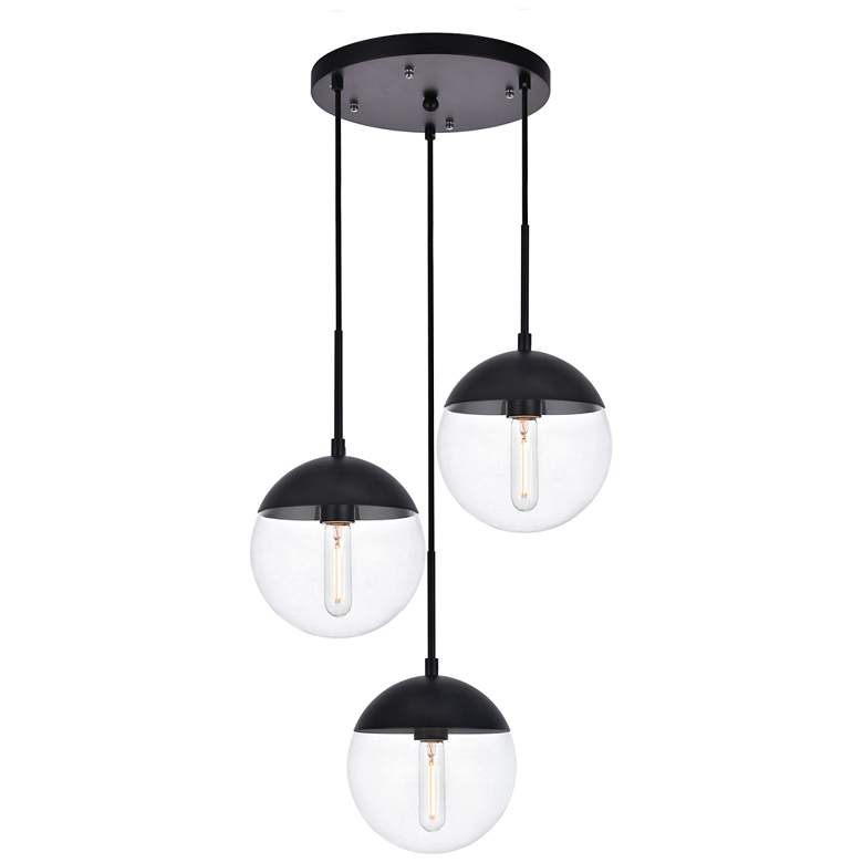 Image 2 Eclipse 3 Lts Black Pendant With Clear Glass