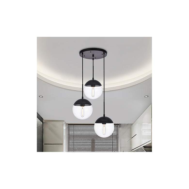 Image 1 Eclipse 3 Lts Black Pendant With Clear Glass