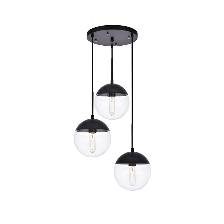 Image 4 Eclipse 3 Lts Black Pendant With Clear Glass more views